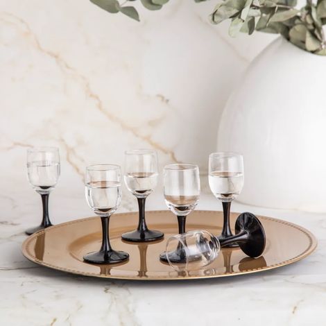 Bicchieri da vodka Altom Design Onyx con stelo nero, 35 ml (set da 6) (1/5)