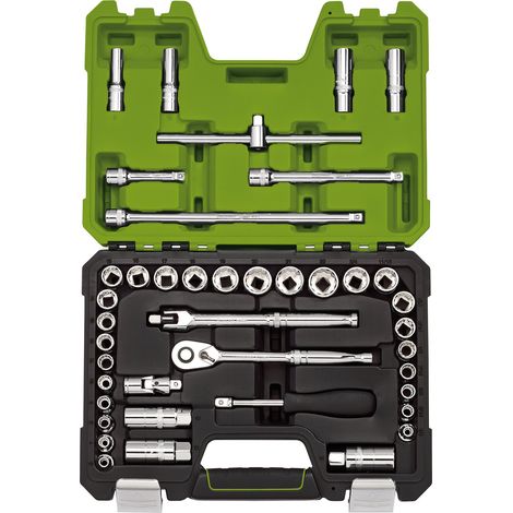 Draper Expert 3/8" Square Drive Socket Set, 41-Piece Metric and Imperial (AF) with Ratchet, Extension Bar, and Storage Case (1/5)