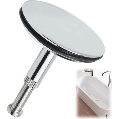 Bouchon de Baignoire Universel & Bonde de Lavabo (43mm) Clapet Anti Odeur & Attrape Cheveux Douche Système Pop Up en Laiton Chromé Installation Sans Outils pour Salle de Bain & Cuisine (1/5)