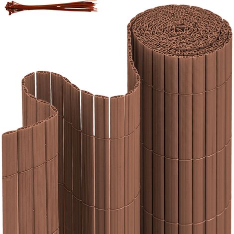 Wolketon Canisse en PVC jardin balcon terrasse – Brise-vue et brise-vent, stable et facile à couper Marron 140 x 400cm