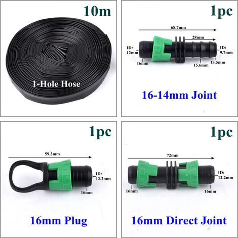 (Tuyau 1 trou de 10 m, épaisseur 0,4 mm, espacement des trous 20 cm) Système d'irrigation goutte à goutte à 1 trou, tuyau d'arrosage, raccord pour jardin, arbres fruitiers et légumes, fertilisation, i (1/5)