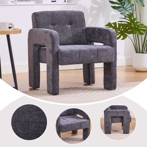 Fauteuil moderne et minimaliste — Style nordique — Siège rembourré et confortable — Idéal pour salon, chambre ou bureau (1/5)