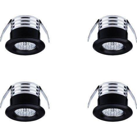 Lot de 4 mini spots LED encastrables, 3 W, lumière blanche froide noir (1/5)