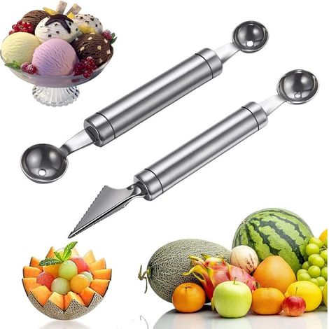 2 Pezzi Attrezzo per Tagliare la Frutta, Pelapatate e Cucchiaio per Melone, Taglia Insalata Fai-da-te con Taglierino (1/5)
