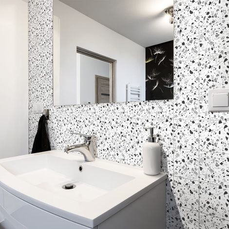 Sticker Mural Carrelage adhésif Cuisine Salle de Bain - 24 Stickers CARRELAGES TERRAZZO Taormina - 24stickers10x10cm (1/5)