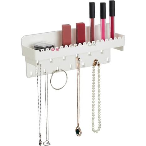 BelleRise - Porte-bijoux blanc autocollant avec étagère (1/5)