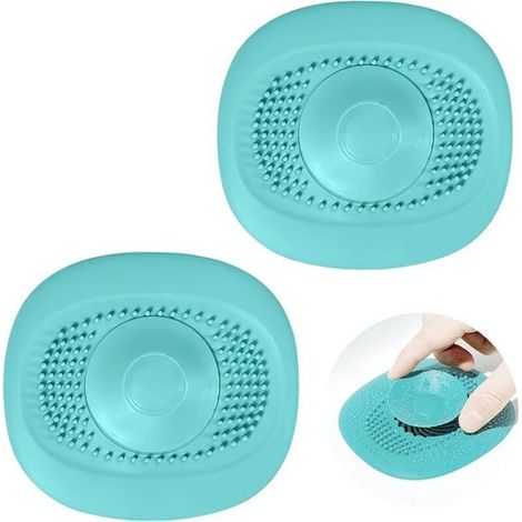Ahlsen 2 Pièces Silicone Bouchon Evier Cuisine Universel 2 en 1 Attrape Cheveux Douche Bouche Evier Bonde Evier Cuisine Douche Anti Odeur Bouchon de Baignoire Vidange Lavabo, Vert (1/4)