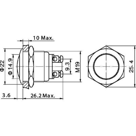 GQ 19B-G Bouton-poussoir antivandalisme 48 V/DC 2 A 1 x Off/(On) à rappel IP65 1 pc(s) (1/3)