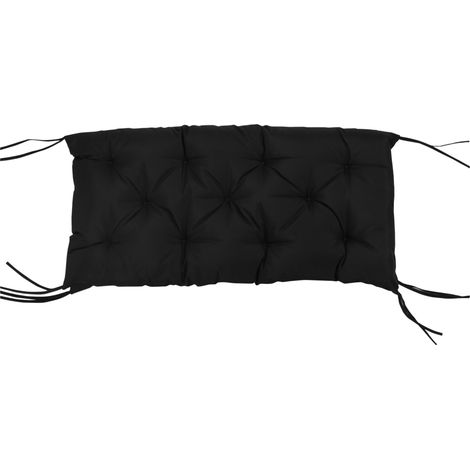 Cuscino per panchina 3 posti 100 x 98 x 8 cm in poliestere nero con 6 lacci (1/5)