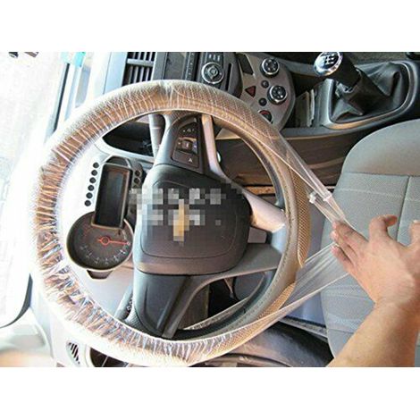 Lot de 100 housses de volant universelles jetables en plastique (1/4)