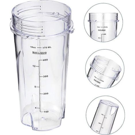 473 ml (16 oz) Ersatzbecher für den Ninja QB3001SS Kompakt-Standmixer, mit Deckel – 2er-Pack (1/5)