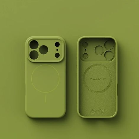 Coque en silicone liquide (vert militaire) pour iPhone 15, compatible avec la fonction magnétique MagSafe, protège l'objectif. (1/2)