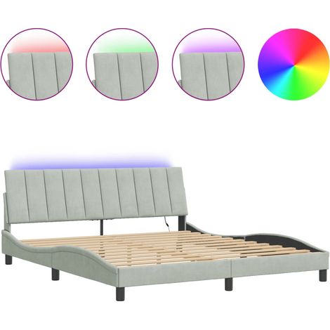 Maison Exclusive - Giroletto con LED senza Materasso Hanko Grigio Chiaro 180x200 cm in Velluto (1/5)