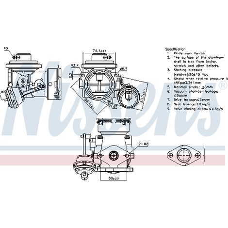 Vanne EGR Nissens 98299 SEAT 03G131501A 03G131501M