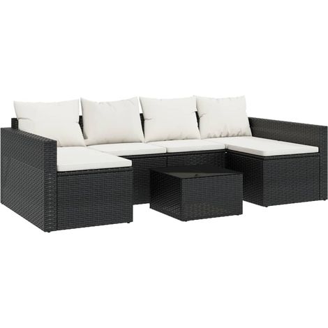 Maison Exclusive - 2-tlg. Garten-Lounge-Set mit Kissen Schwarz Po
