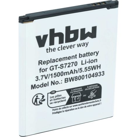 vhbw Akku kompatibel mit Samsung Galaxy TREND LITE 2, Z1 Handy Smartphone Telefon (1500 mAh, 3,7 V, Li-Ion) (1/5)