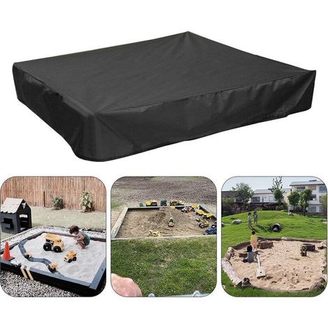 Bâche Oxford noire imperméable 120×120×20 cm pour bac à sable et petite piscine (1/5)