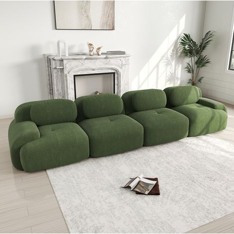 Sofa Sitzmöbel modular rahmenlos Cordstoff Grün OKMYHOME (1/5)
