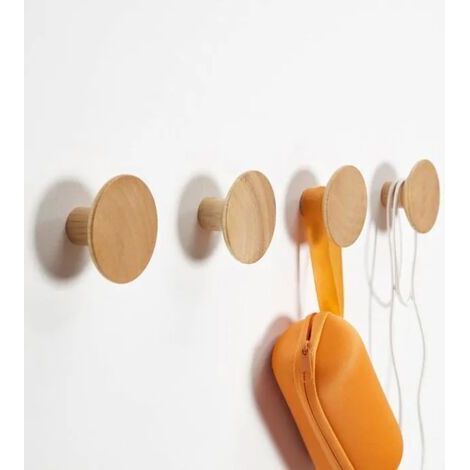 4pcs crochets muraux en bois, porte-manteau mural à cône unique, porte-manteau fait à la main, porte-manteau simple, crochets