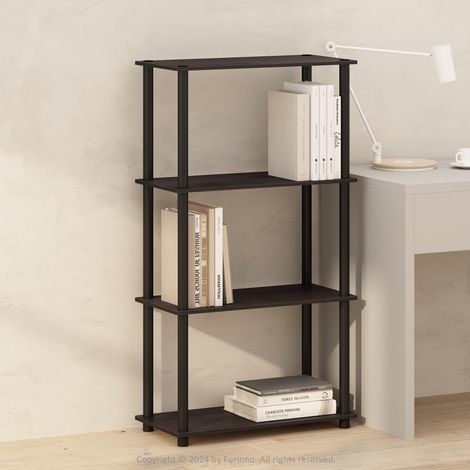 Bibliothèque 4 Niveaux avec étagère compacte Polyvalente, 29,5 x 60 x 110, pour Salon, Chambre, Bureau à Domicile, Noyer foncé (1/5)