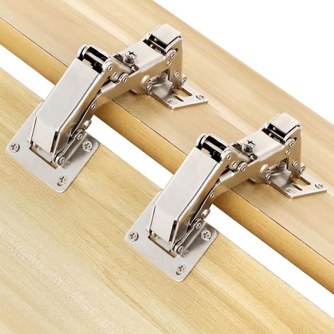Lot de 4 charnières de porte d'armoire à 175 degrés - Tampon hydraulique caché - Charnières à fermeture douce sans cadre avec vis - Charnières de montage réglables pour porte pliante d'angle de (1/5)