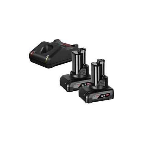 Bosch Set Avviatore a batteria GBA 12 Volt / 2x 4,0 Ah + Caricabatterie rapido GAL 12V-40