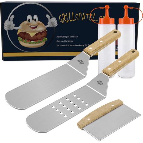 Spatule pour plancha - Set de spatules pour barbecue - En acier inoxydable - Accessoires pour plancha (1/5)