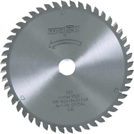 Hoja de sierra de metal duro HM MAFELL Z48 de dientes alternos 162x1,2 / 1,8x20 mm - 92584