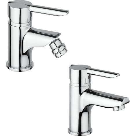 Conjunto de grifería para lavabo y bidé cerámico en color cromo Piralla Serena KITSER2CR (1/4)