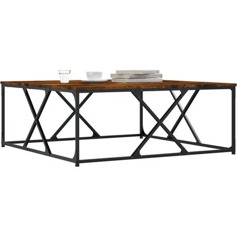 835366 Table basse chêne fumé 100x100x40 cm bois d'ingénierie (1/5)