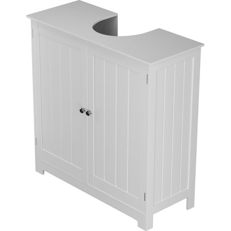 Bathroom Cabinet Storage Under Sink Shelf Cupboard Organiser Free Standing Wooden Sink Storage Unit Basin with Shelves White (1/5)