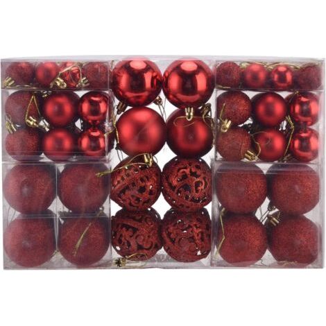 Robuste Weihnachtskugeln aus Kunststoff, 100 Stück, Ornamente für den Innen- und Außenbereich, Baumschmuck rot (1/5)