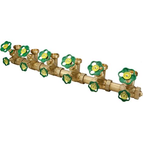 Schlösser ATV-Verteiler mit nichtsteigender Spindel, 6-fach, DN 25, Eingang 1 1/4", oberer Ausgang 1 1/2"
