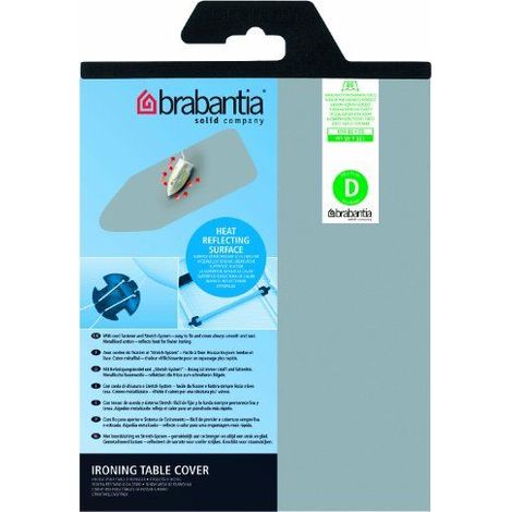 Brabantia Bügelbrett Bezug, Bügelbezug, Bügeltischbezug, Bügelbrettbezug, Baumwolle metallisiert & 2mm Schaumstoff, mit Kordelzug, Größe D, 135 x 45 cm, Silber, 264528 (1/4)