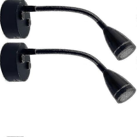 Lampe de lecture LED 12-24 V, intensité réglable, compatible avec les camping-cars, les camions aménagés, les caravanes et les lampes de chevet, lot de 2 - Noir