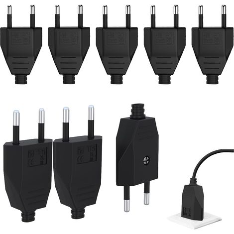 8 Pièces Fiche Male Prise Electrique,Prise Electrique Male 250V 2.5A,Matériau PP,Fiche Electrique Male Plat,D'alimentation Domestique Décorative à Encastrer ou à Remplacer (Noir) (1/5)