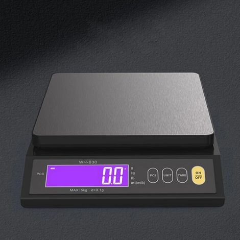 Balance de cuisine électronique numérique étanche (10 kg, 1 g) avec écran LCD, idéale pour la maison, les aliments et les en-cas. Précision : 5 kg/0,1 g ou 10 kg/1 g. Matériau : acier inoxydable. (1/5)