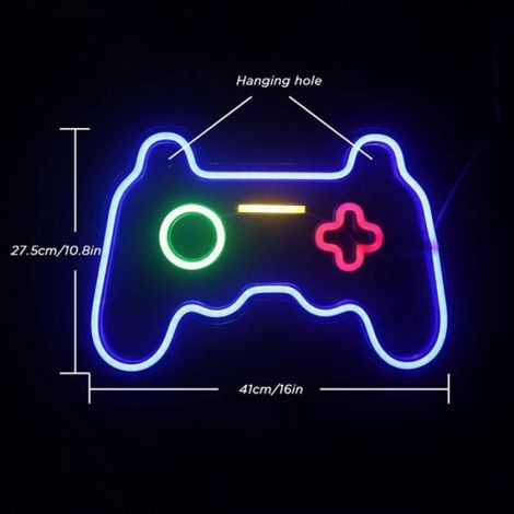 Lumière d'enseignes au néon en forme de manette de jeu, décoration murale, veilleuse LED alimentée par USB (1/4)