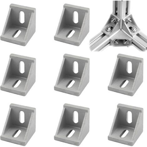 8 Pcs Equerres De Fixation 4040mm,Équerre Métal,Equerre,Equerre Metal,Équerre De Fixation,Equerre Charpentier,Pour Profilé À Rainure,Support Joint À Angle Droit Pour Fixation Et Réparation Meuble