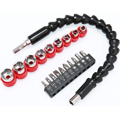 Lot de 20 embouts de tournevis flexibles pour extension de tige 295 mm (1/5)