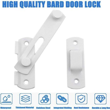 Serrure Coulissante - Pêne Dormant - Acier Inoxydable - Pour Portes Fenêtres Placards Jardins - Blanc - 1 Pièce (1/5)