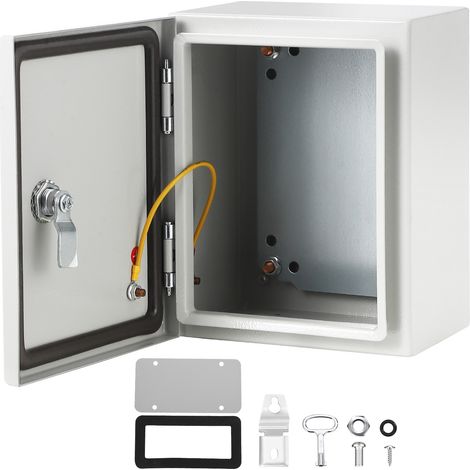 Boîte électrique en acier NEMA 4X étanche IP66 - Coffret peinture murale intérieur/extensionérieur - Plaque de montage amovible - Double verrou sécurisé - 10x8x6 (1/5)