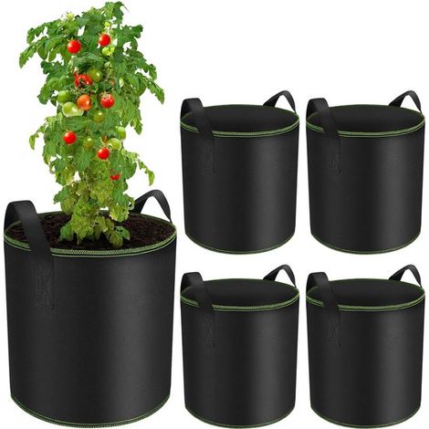 Lot de 5 sacs de culture de 40 L, sacs pour plants de pommes de terre, sacs pour plants de tomates avec poignées, sacs de culture en tissu non tissé pour plantes, fleurs et fraisiers (1/4)