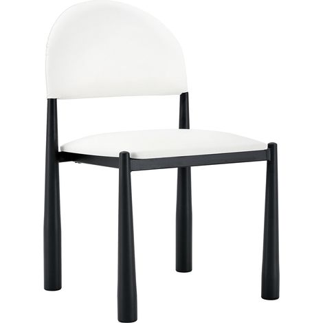 CHICFURN Chaises de salle à manger lot de 2 en cuir régénéré blanc, dossier demi-rond rembourré, pieds métal chromé, siège ergonomique pour cuisine moderne et repas quotidiens (1/5)
