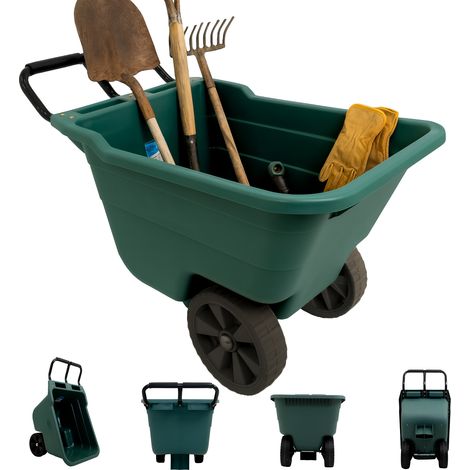 Gartenwagen Schubkarre kippsicher 250 kg 90 L Kunststoffwanne Stahlgriff PU Räder 98x55x64 cm
