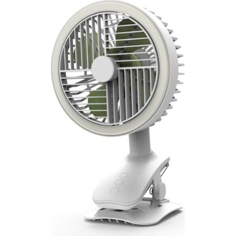 Ventilatore a clip USB con ventola testa secouante lieve caricare il mini ventilatore del passeggino dormitorio, ufficio (ghiaccio e neve) (1/5)