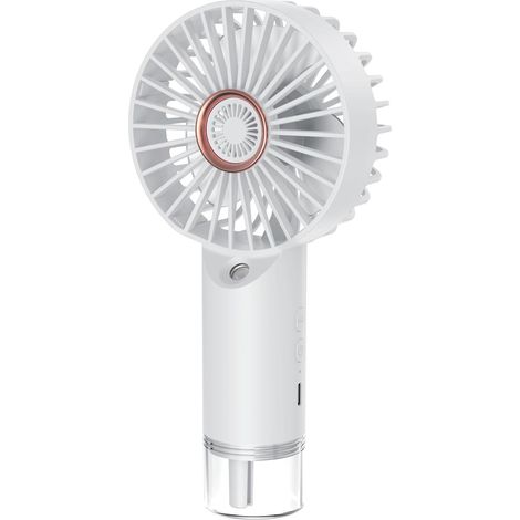 JSSEVN - Pulverizador portátil, mini ventilador portátil recargable por USB - Enfriador de aire de bolsillo de mano para camping, oficina y actividades al aire libre (blanco)