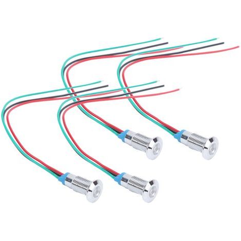 Set mit 4 runden, wasserdichten LED-Leuchten in 2 Farben, gemeinsame Anode 8 mm 36 V rot und grün, vorverdrahtet für Fahrzeugsignalisierung (1/5)