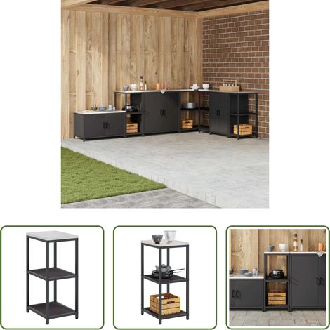 vidaXL Rangement moderne - Rangement de cuisine avec étagère Noir 60 x 50 x 92 cm Acier (1/5)