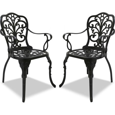 Centurion Supports Bangui 2-Large Garden & Patio Chairs with Armrests in Cast Aluminium Black (1/5)